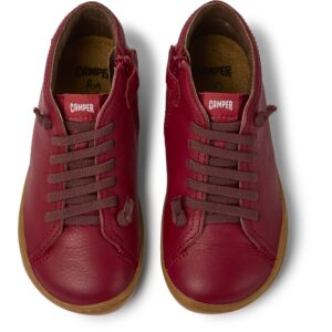Camper Peu 90019-090 Red Leather Ankle Boots for Kids