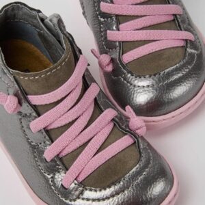 Camper Peu K900131-014 Silver Leather Ankle Boots for Kids