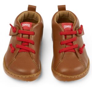Camper Peu 80153-091 Brown Velcro Ankle Boots for Kids