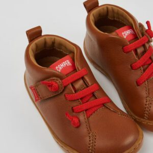 Camper Peu 80153-091 Brown Velcro Ankle Boots for Kids