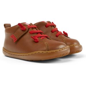 Camper Peu 80153-091 Brown Velcro Ankle Boots for Kids